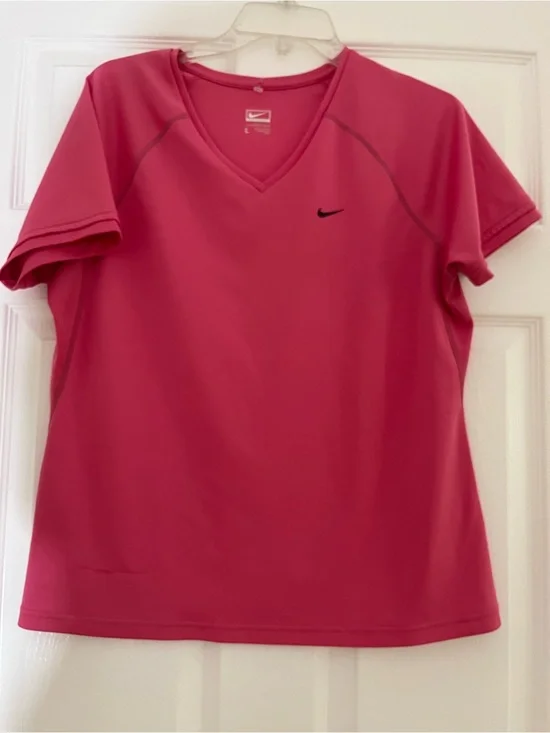 Nike Women's Hot Pink V-Neck Performance Top