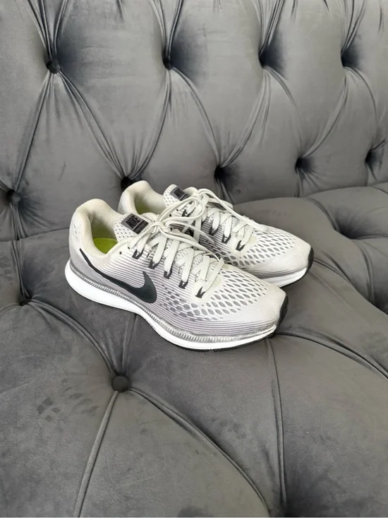 Nike Air Zoom Pegasus White and Gray women's Running Sneakers with Black Swoosh