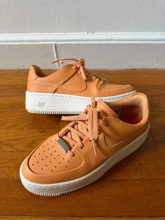 Nike Air Force 1 Low Tops Sneakers in Peach Orange with White Sole