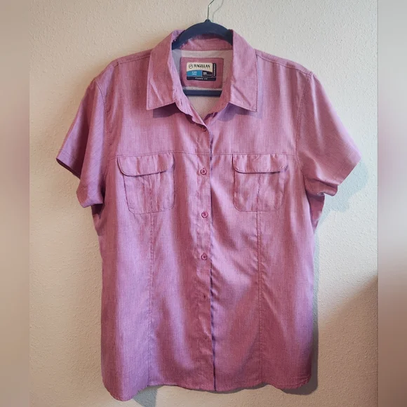 Magellan Outdoors‎ Women's Aransas Pass Heathered Fishing Top Pink XXL