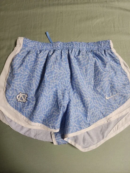 Nike Women’s Light Blue Patterned Running Shorts - UNC Logo