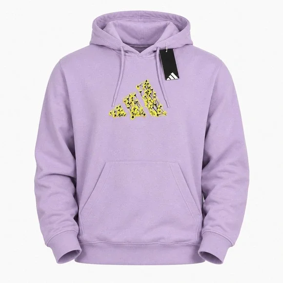 Adidas Trefoil Floral Logo Hoodie Womens XXL Pastel Purple Plum Pullover Fleece