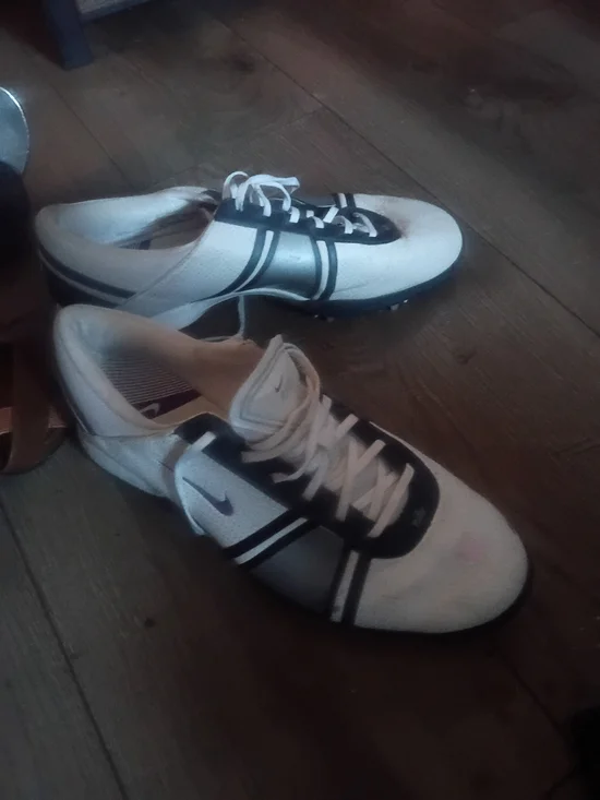 Nike White and Black Women's Athletic Golf Shoes, Cleats