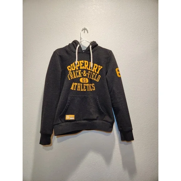 Superdry‎ Track & Field 65 Hoodie Women's US 8 Gray Pullover Sweatshirt