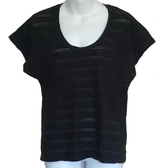 & Other Stories Black Perforated Top Sz 8