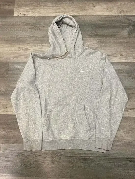 Nike Sportswear Essential Grey Pullover Hoodie with Embroidered Mini Swoosh