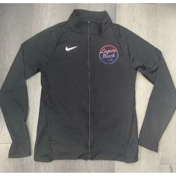 Nike Dri-FIT Track Jacket Womens‎ XS Black Laguna Beach Volleyball Club Full Zip