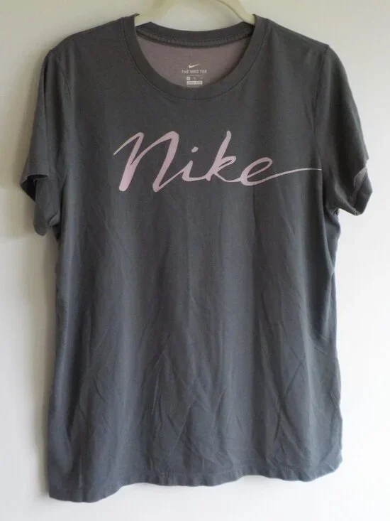 Nike Tee Top - X-Large - Dri-Fit Grey Short Sleeve Athletic Pink Nike (2189)