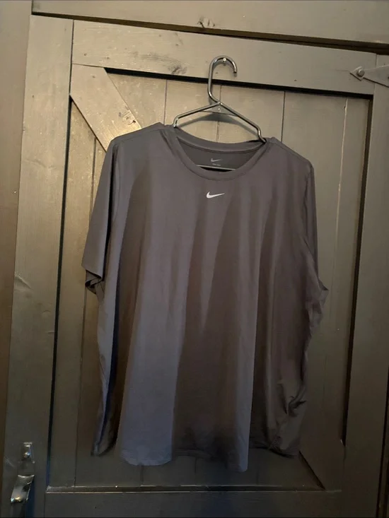 Nike Gray Short Sleeve Dri-FIT Tee with White Swoosh