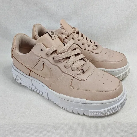 Nike Air Force 1 Pixel Sneakers Particle Beige‎ Pink Leather Platform CK6649-200