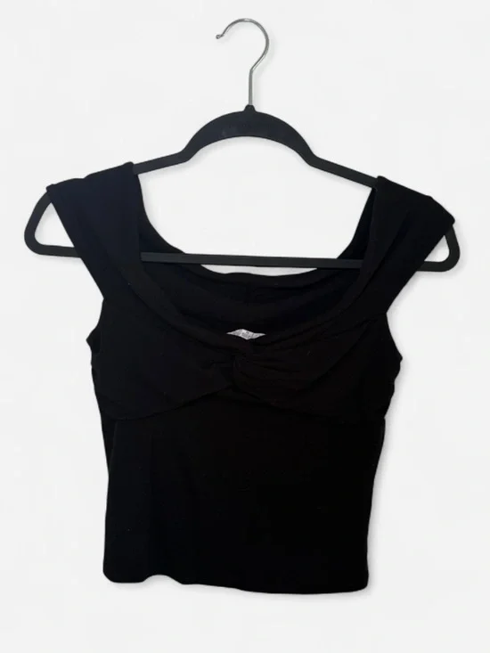 Live in the moment Off the Shoulder Twist-Front Black Top Shirt Size M