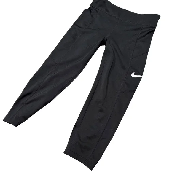 Y2K Workout Capris Nike Black Cropped Leggings High Rise Workout Tights