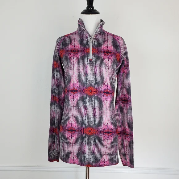 Nike Pro Combat Pullover Quarter Zip Ikat Tie Dye Print Active Workout Layering