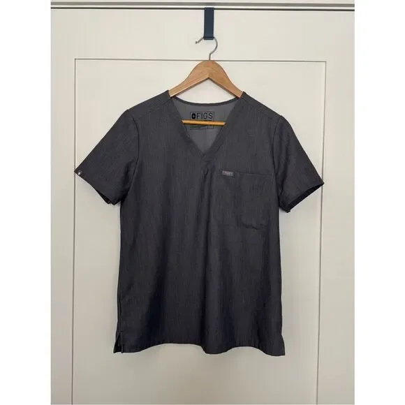 Figs Scrubs Top Catarina One-Pocket Womens Sz M Graphite Medical Nurse PO1568