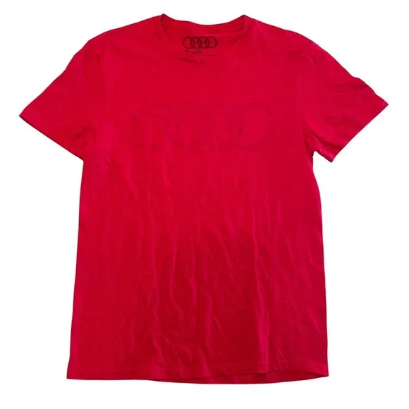 Audi Graphic Crew Neck with subtle Logo, Red T-Shirt Small, Short Sleeve, Cotton