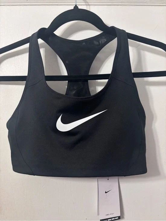 Nike Black Sports Bra with White Swoosh - Racerback