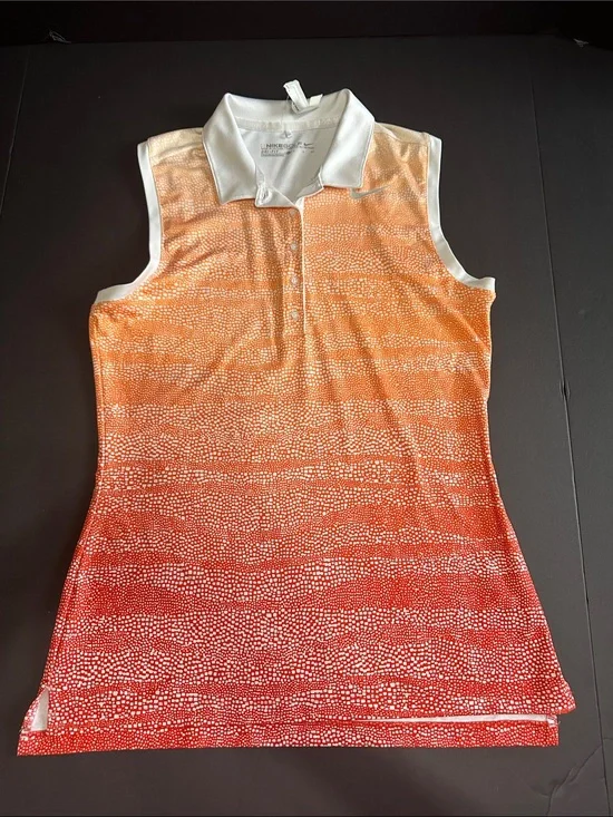Nike Women’s Orange to Red Ombre Sleeveless Polo with White Collar