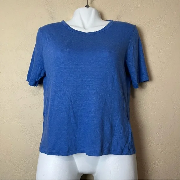 5/$30‎ Banana republic women short sleeve comfort 100% linen blue crop top large