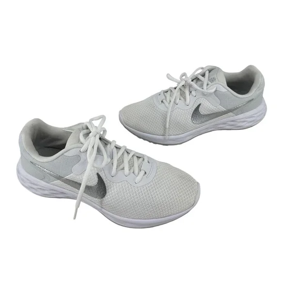 Nike Revolution 6 Next Nature Womens White Silver Running Shoes DC3729-101 8.5