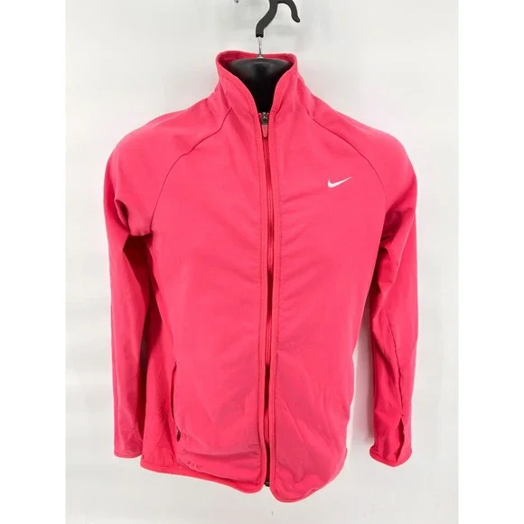 Nike Women's‎ Dri-Fit Full Zip Jacket Pink Medium M Mock Neck Athletic Running