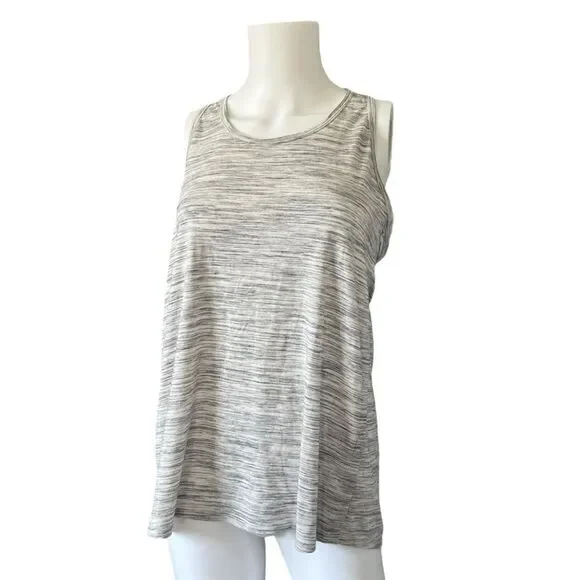 Athleta Essence Spacedye Tie Back Tank Shadow Grey White Size Medium
