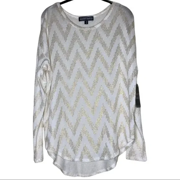 Almost Famous Cream Gold Southwest Long Sleeve Women's Size Large NWT