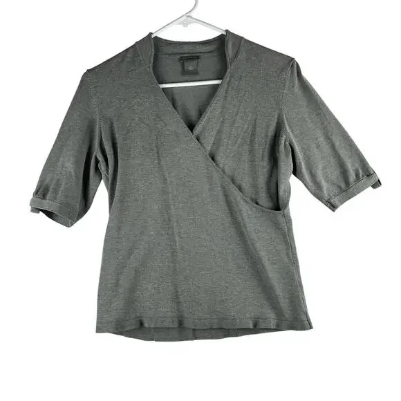 Ann Taylor Crossover Grey Top Women’s Medium Capsule Minimalist Contemporary