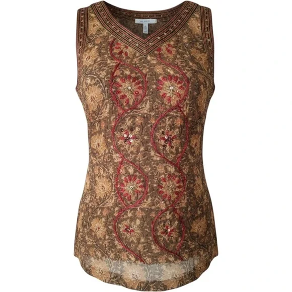 Srishti Latha Puttanna Boho Floral Mirror Work Embroidered Tunic Large Artisan