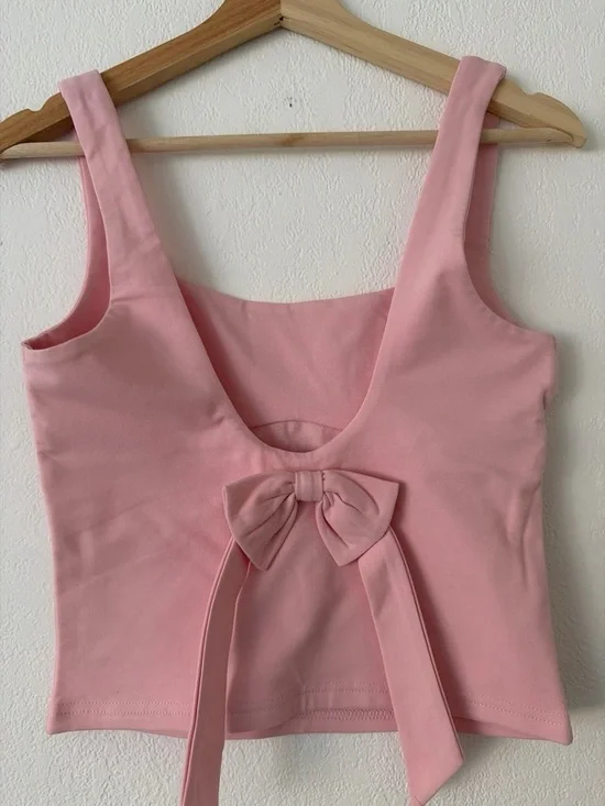Edikted Pink Bow-Front Tank Top