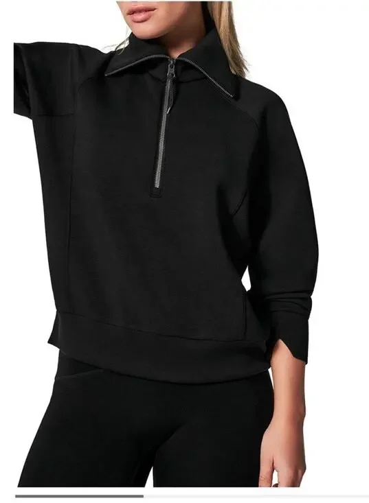 Spanx SPANX® AirEssentials Half Zip Black Sz M NWT $128 Broken Zipper