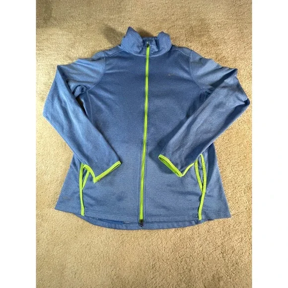 Nike Dri-FIT Full Zip Jacket Womens XL Blue Running Track Athletic Workout Zip