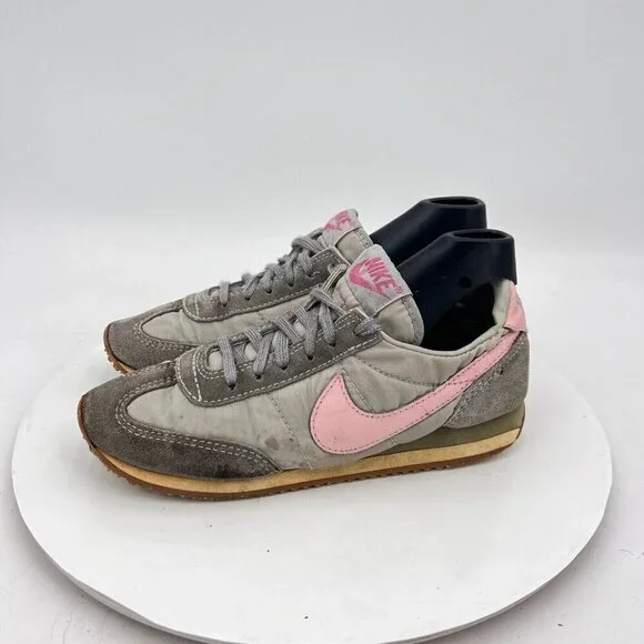Vintage Nike Training Women Size 5 Grey Pink Suede Sneakers Made in Philippines