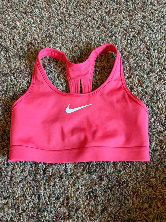 Nike Hot Pink Racerback Sports Bra with White Swoosh