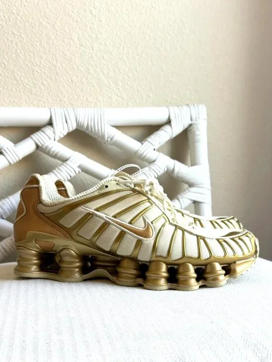 Nike Shox TL Women's Coconut Milk Metallic Gold  Sneakers Size 9 IM7189-113 NWOB