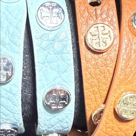 Set of 2 Tory Burch Leather Wrap Bracelets