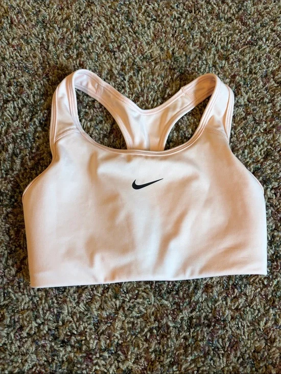 Nike Light Pink Racerback Sports Bra with Black Swoosh