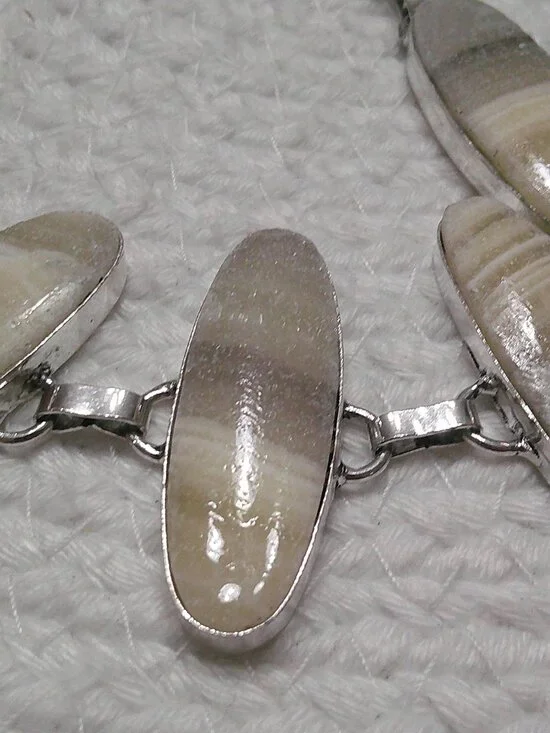 Gorgeous LAGUNA LACE CALCITE Handmade Sterling 925 Bracelet Size 9