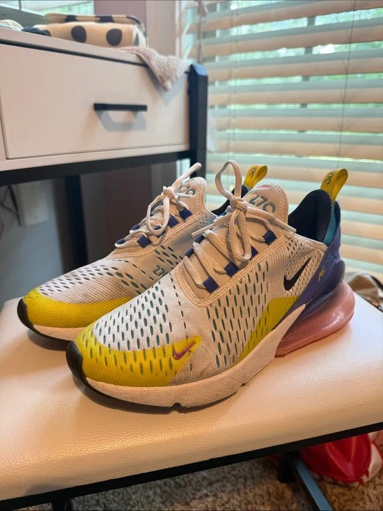 Nike Air Max 270 React Sneakers - White, Yellow, Pink, Blue