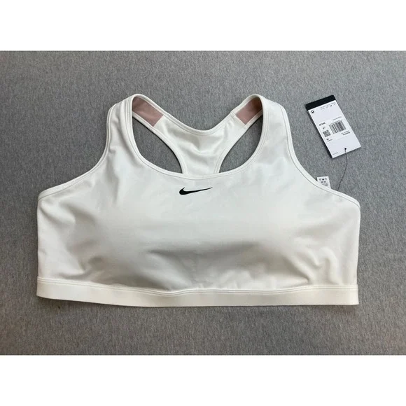 Nike Sport Bra Womens 3X White Performance Stretch Dr-Fit Racerback Logo