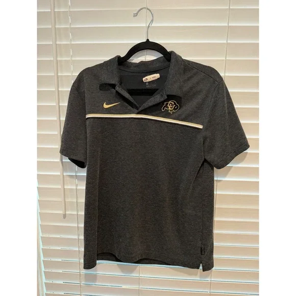 Nike Colorado Buffaloes Dri-FIT Team Issue Polo Shirt Black Gold Womens Medium