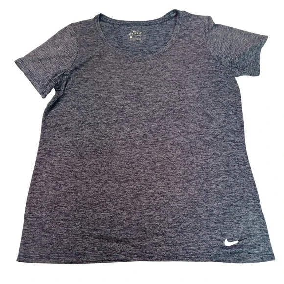 Nike‎ Dri Fit Women's Gray Heathered Short Sleeve Athletic T Shirt Size L