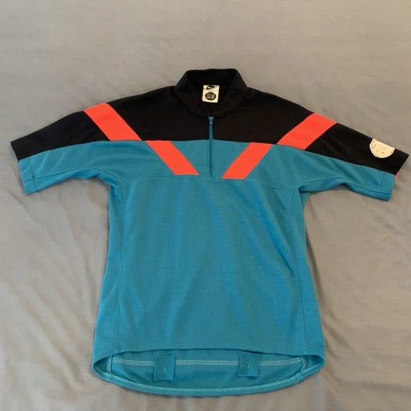 Vintage Nike Cycling Jersey Mens Small 1/4 Zip Teal Black‎ Red Echelon USA