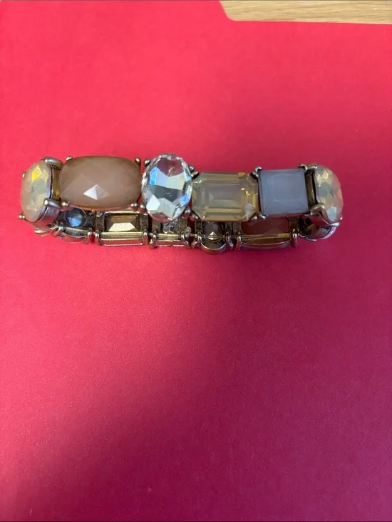 Lane Bryant Silver-Tone Stretch Bracelet with Faceted Beads