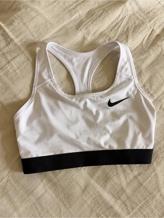 Nike White Racerback Sports Bra with Black Underband