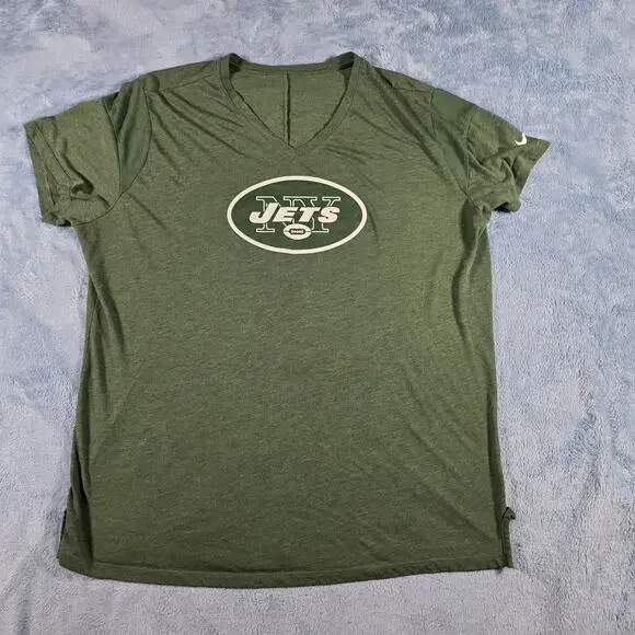 Nike New York Jets Women’s 2XL Green V-Neck Dri-Fit Style T-Shirt NFL