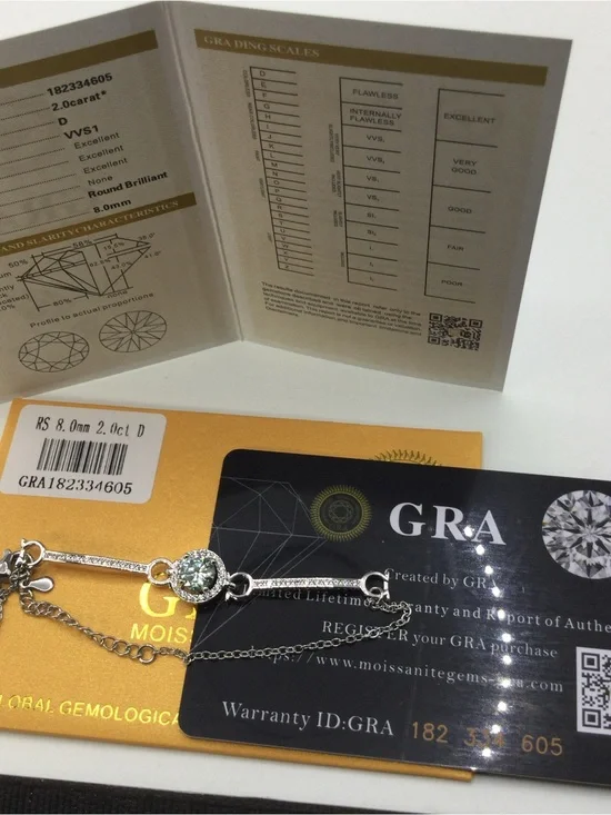 GRA Moissanite Bracelet in Silver with Center Stone
