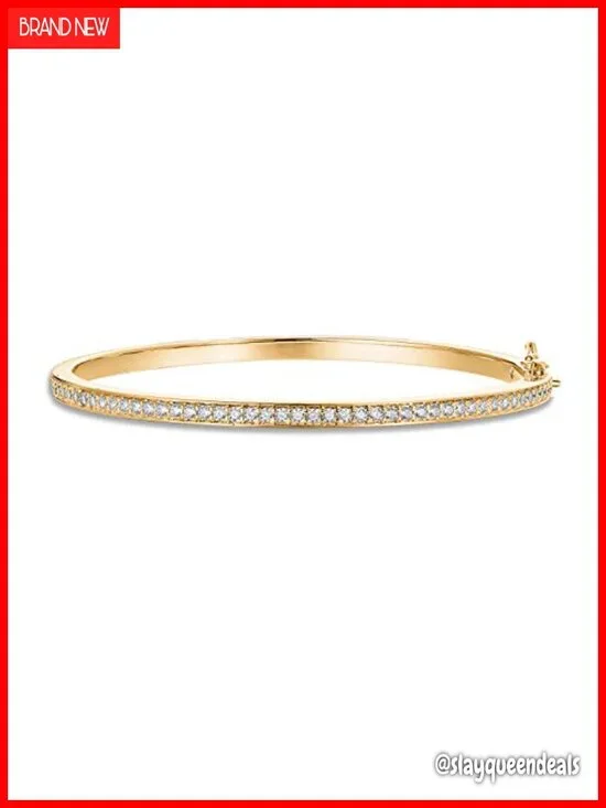 14K Gold Plated Cubic Zirconia Bangle Tennis Bracelet for Women