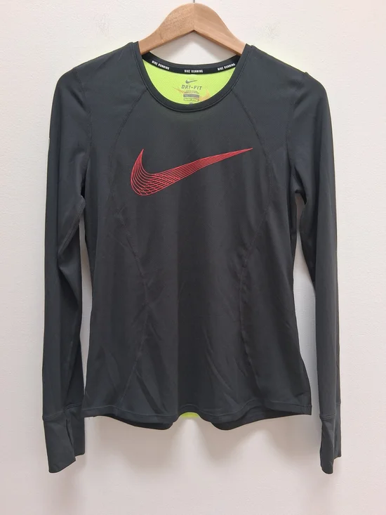 Nike Dri-FIT Running Long Sleeve Tee Olive Green, Neon  Size Medium