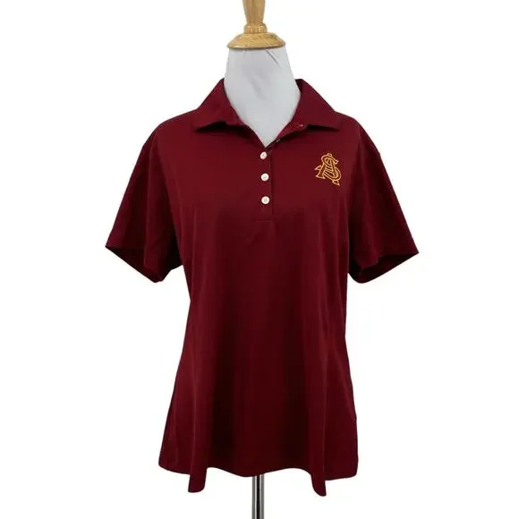 Nike Golf Polo Shirt Womens XL Extra Large Burgundy Arizona State University ASU