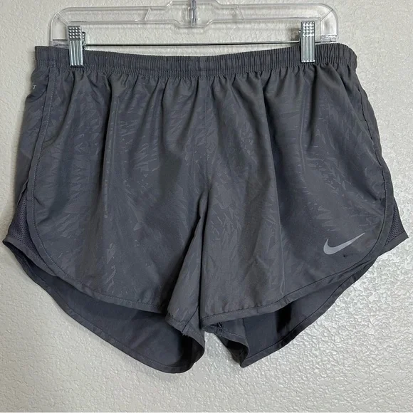 Nike Women's Tempo Modern Embossed Gray Running Shorts, Sz Large